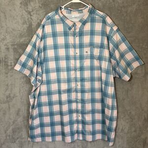 Columbia PFG Men Shirt 5XT Tall Check Plaid Short Sleeve Vented Omni Shade